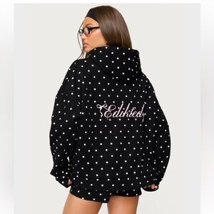 Edikted Black and White Chelsie Polka Dot Hoodie